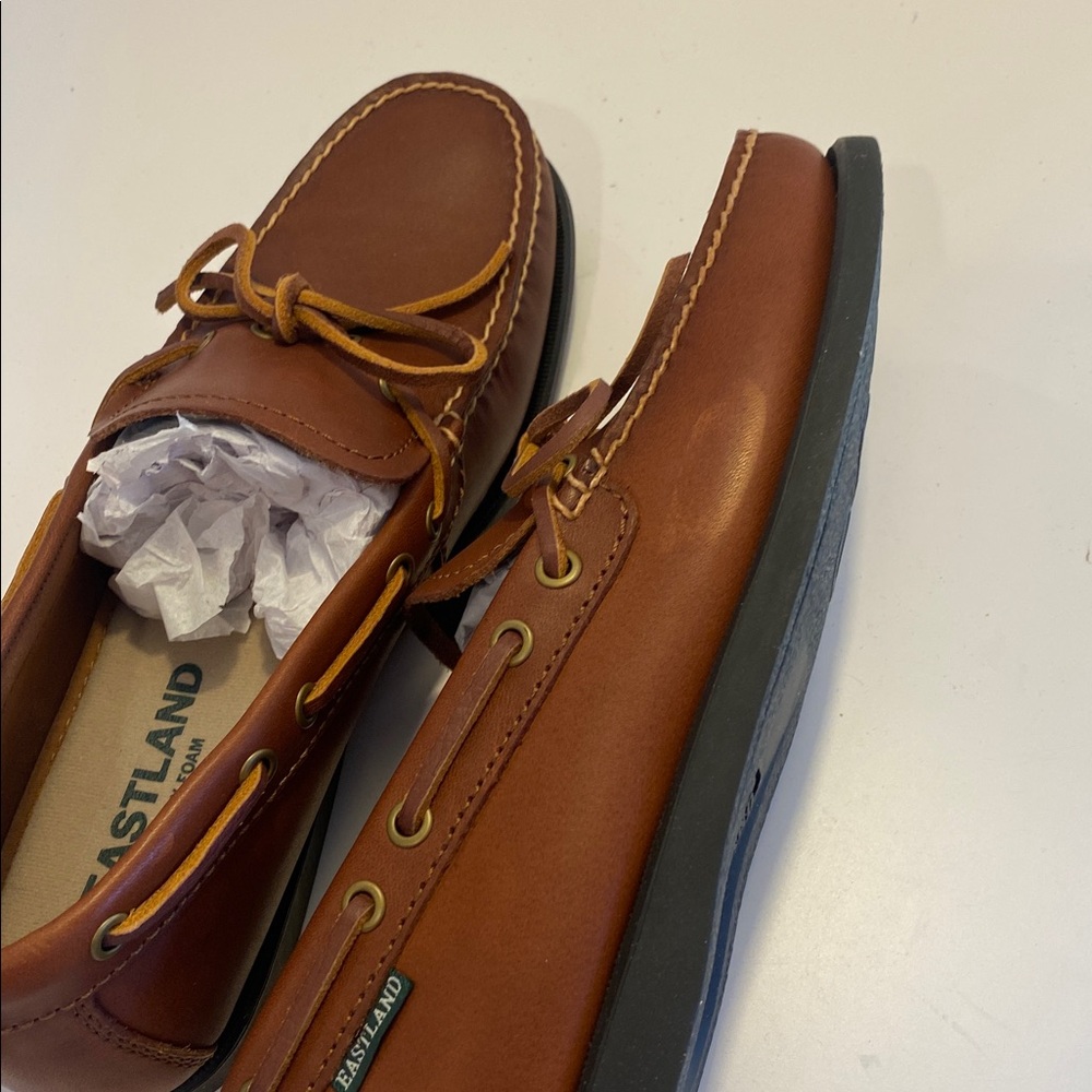 Eastland Men's Yarmouth Tan Leather Boat Shoes Sz 9D.  NWOB.  Box19 - Picture 5 of 8